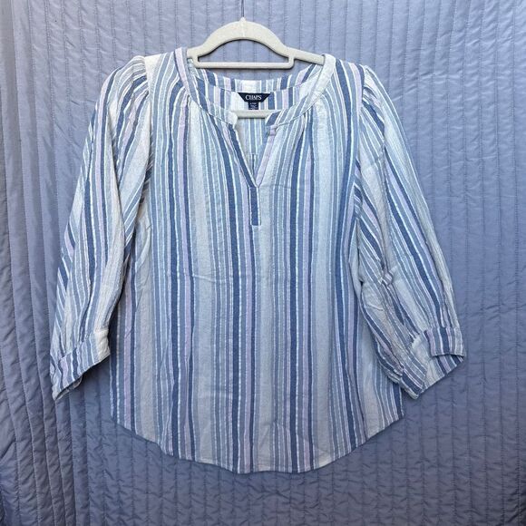 Chaos Tops - Chaps top small white, blues, lavender